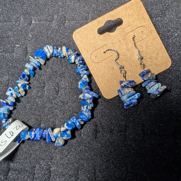 Jewelry - Lapis Lazuli Chip Bracelet And Earring Set
